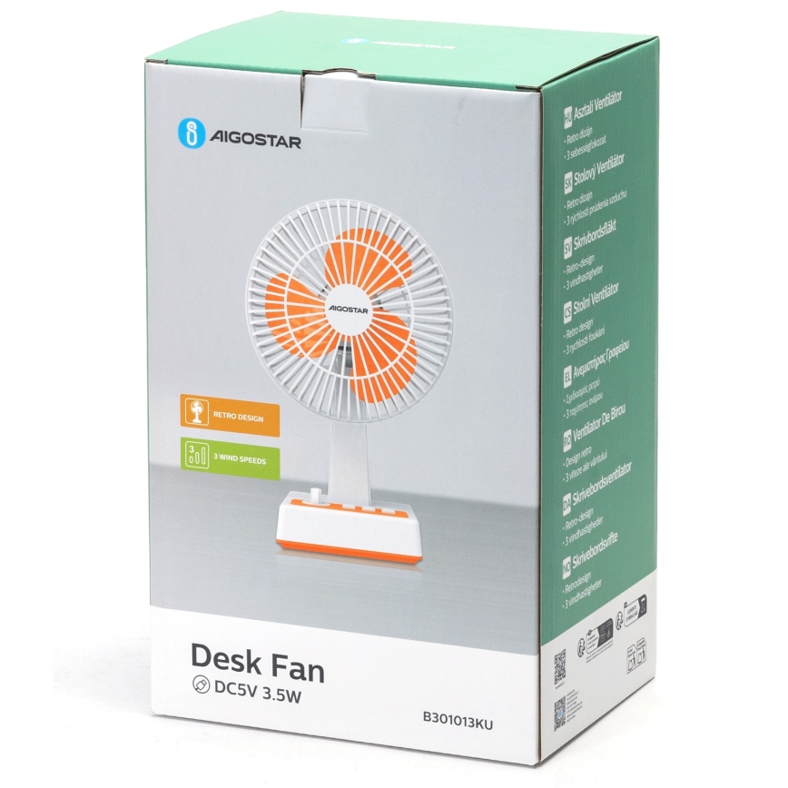 Aigostar - Pöytätuuletin 6W/USB