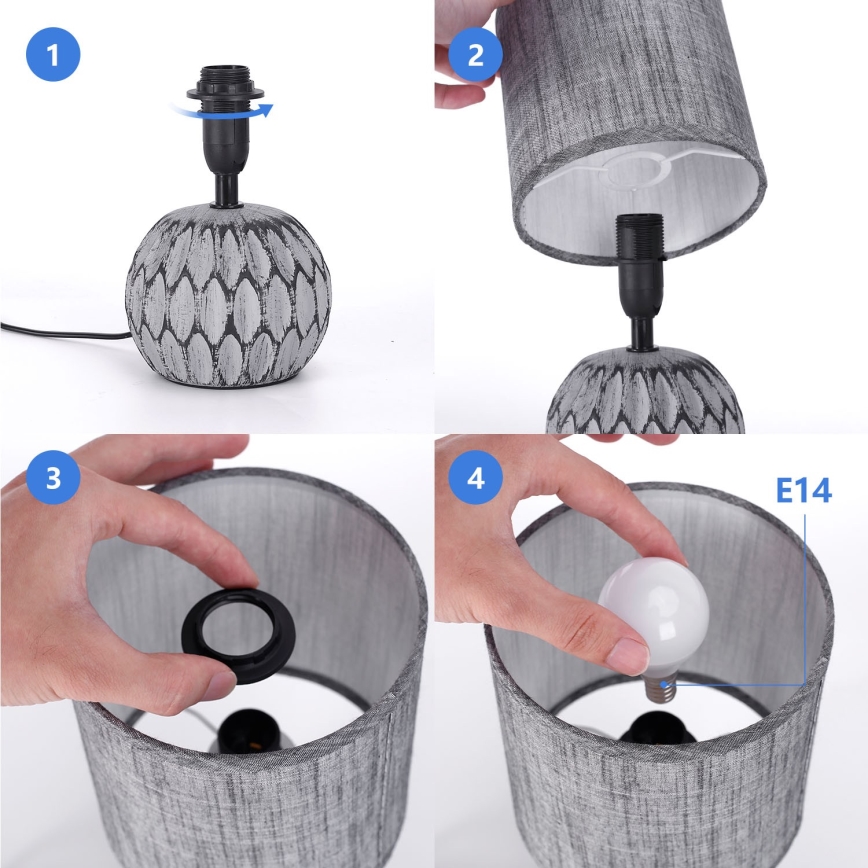 Aigostar - Pöytävalaisin 1xE14/40W/230V harmaa