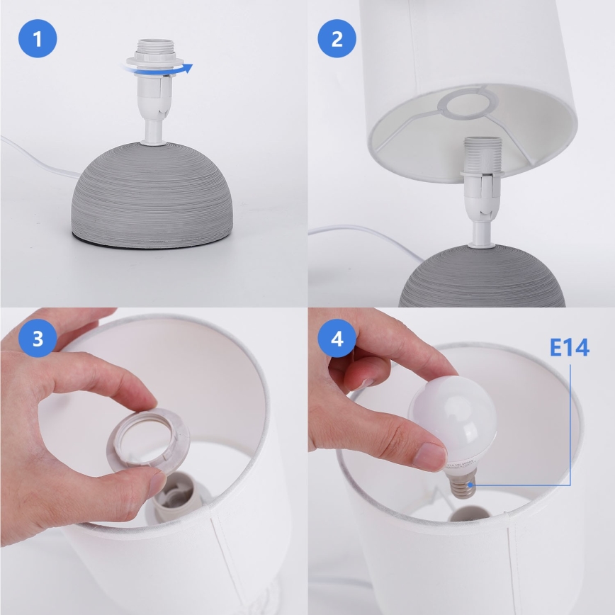 Aigostar - Pöytävalaisin 1xE14/40W/230V harmaa/valkoinen