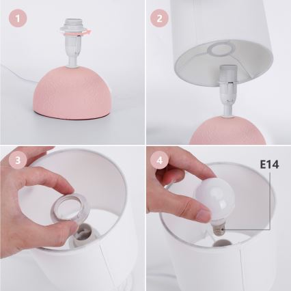 Aigostar - Pöytävalaisin 1xE14/40W/230V pinkki/valkoinen