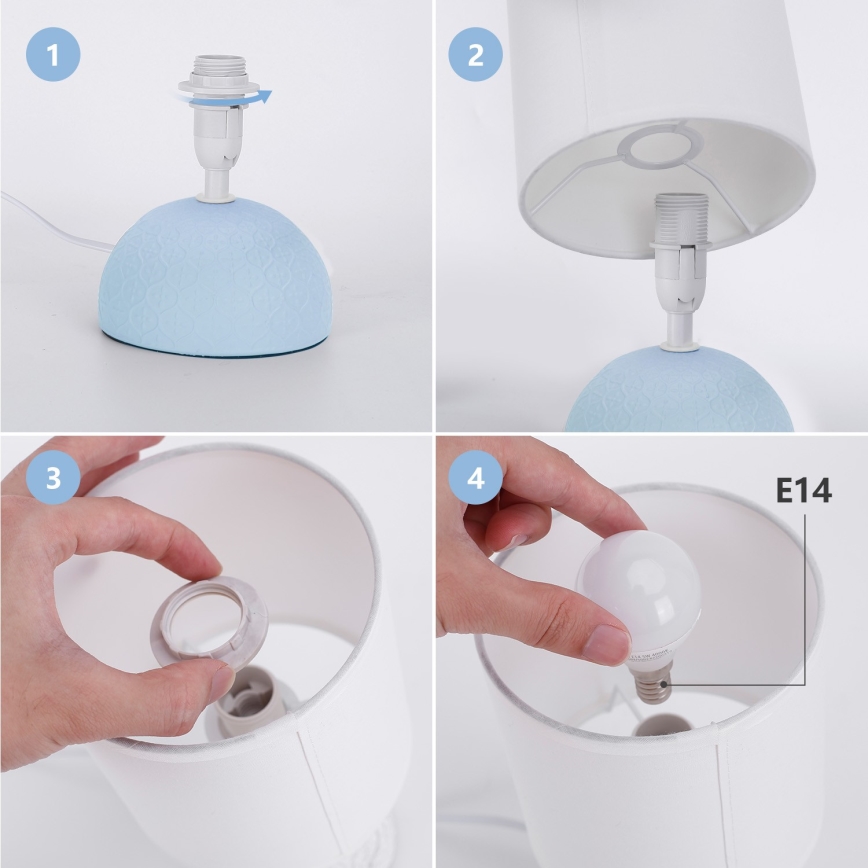 Aigostar - Pöytävalaisin 1xE14/40W/230V sininen/valkoinen