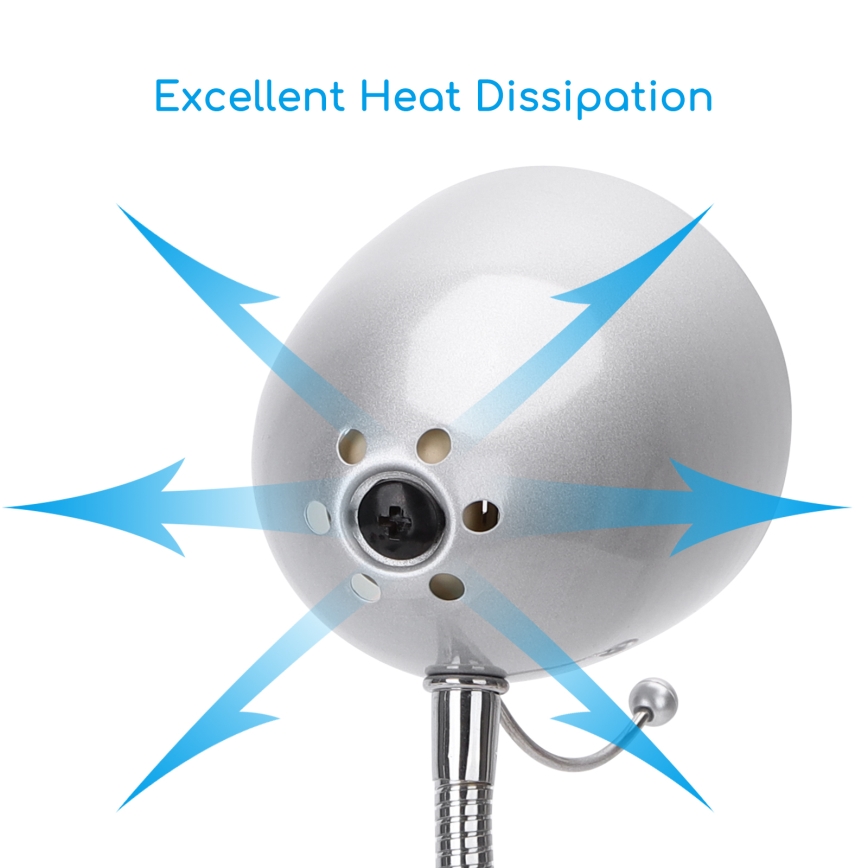 Aigostar - Pöytävalaisin 1xE27/36W/230V hopea/kiiltävä kromi