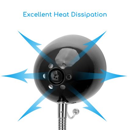 Aigostar - Pöytävalaisin 1xE27/36W/230V musta/kiiltävä kromi