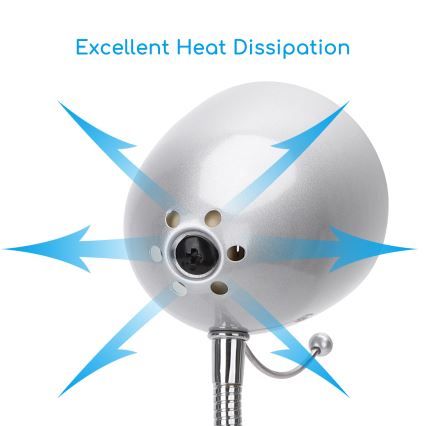 Aigostar -  Pöytävalaisin pidikkeellä 1xE27/11W/230V hopea/kiiltävä kromi