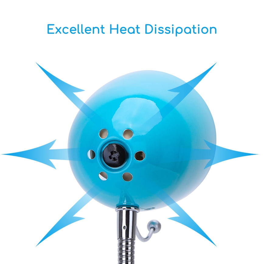 Aigostar -  Pöytävalaisin pidikkeellä 1xE27/11W/230V sininen/kiiltävä kromi