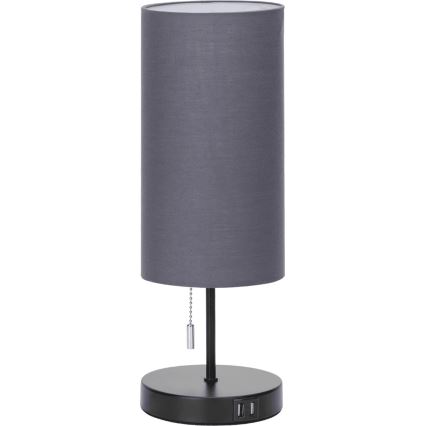 Aigostar - Pöytävalaisin USB-portilla 1xE27/40W/230V musta