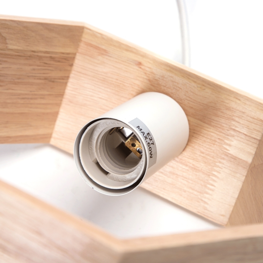 Aigostar - Puinen riippuvalaisin narulla 1xE27/60W/230V mänty