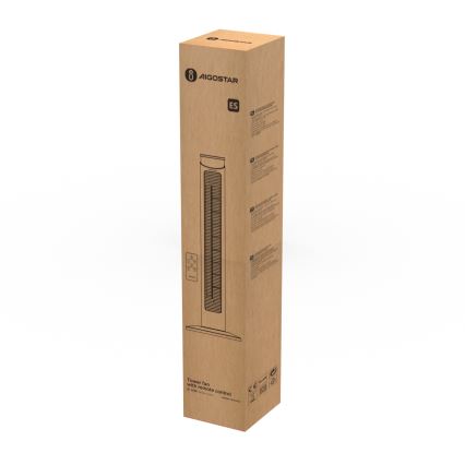 Aigostar - Pylväs tuuletin 45W/230V musta + kaukosäädin