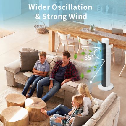 Aigostar - Pylväs tuuletin 45W/230V musta/valkoinen