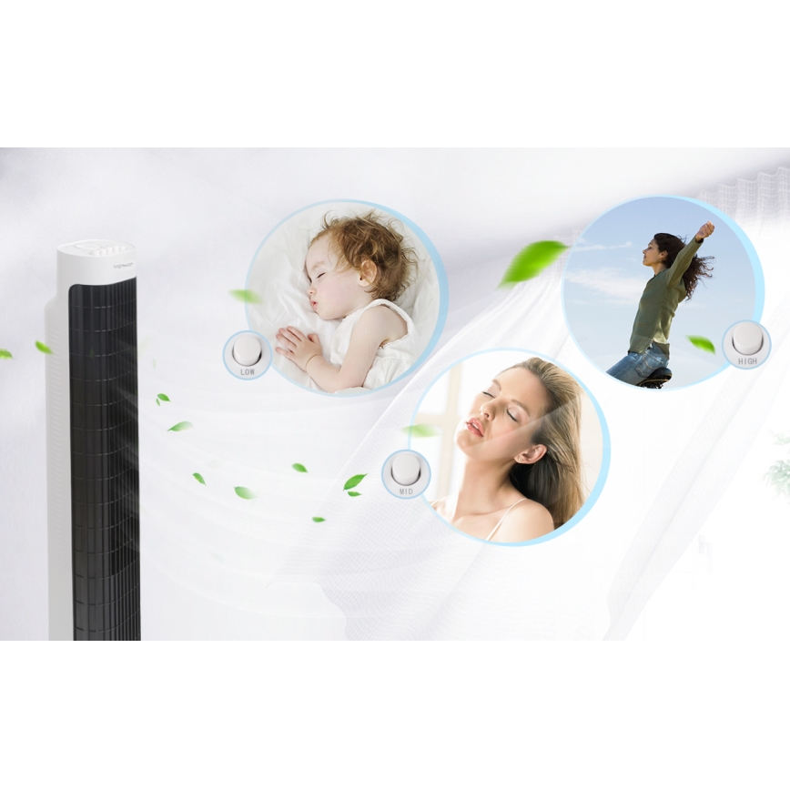 Aigostar - Pylväs tuuletin 45W/230V musta/valkoinen