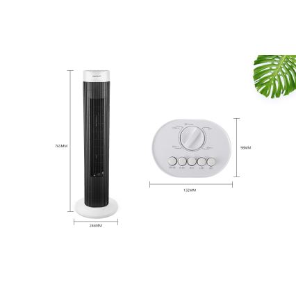 Aigostar - Pylväs tuuletin 45W/230V musta/valkoinen