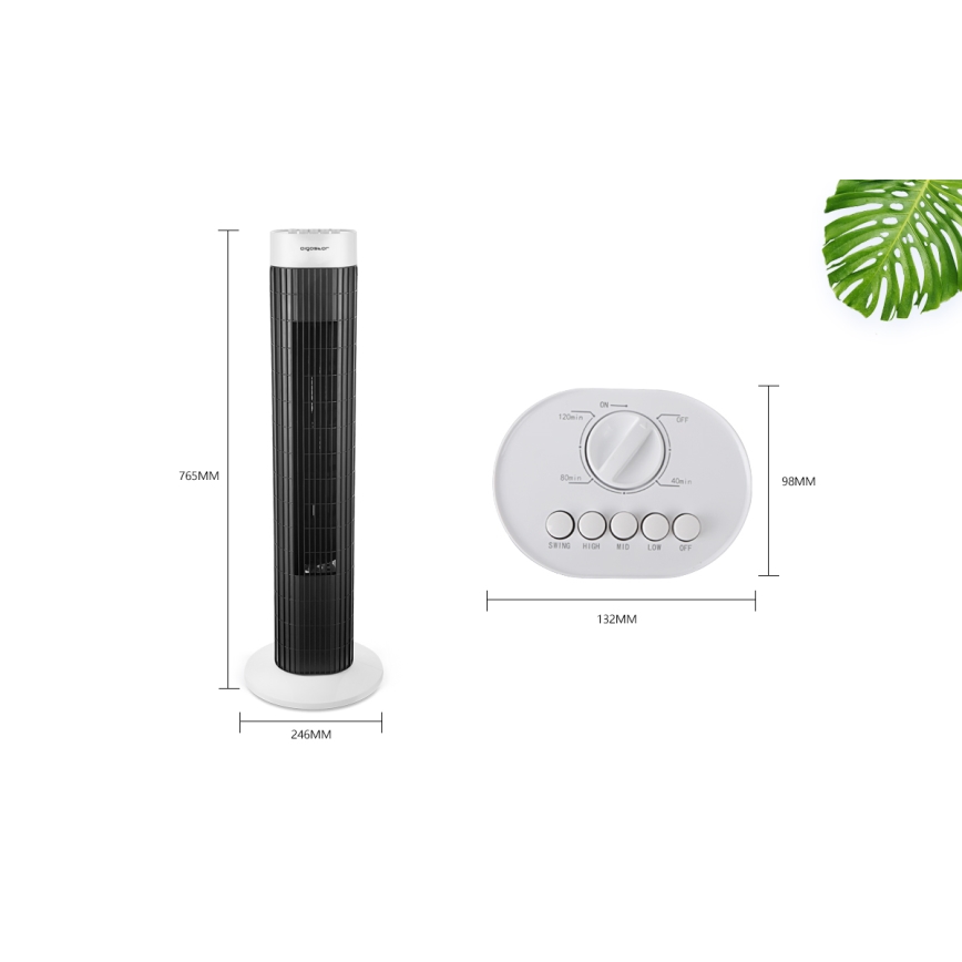 Aigostar - Pylväs tuuletin 45W/230V musta/valkoinen