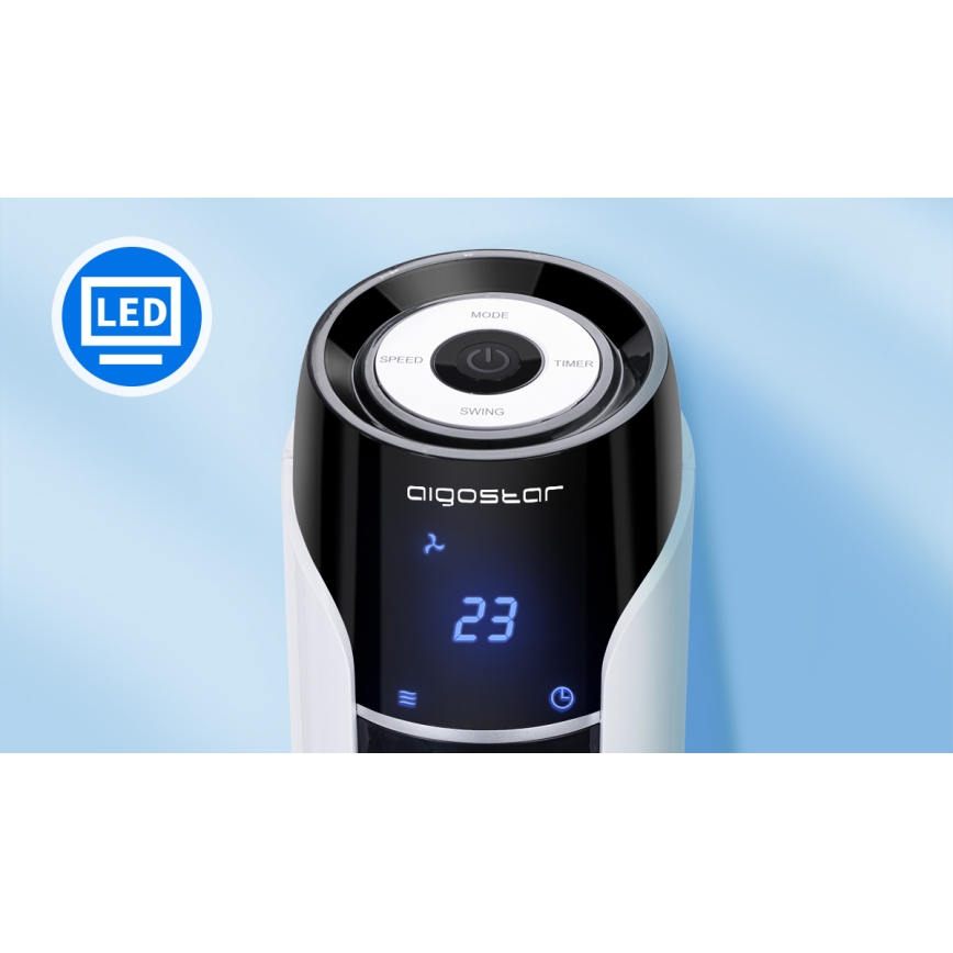 Aigostar - Pylväs tuuletin 50W/230V musta/valkoinen + kaukosäädin