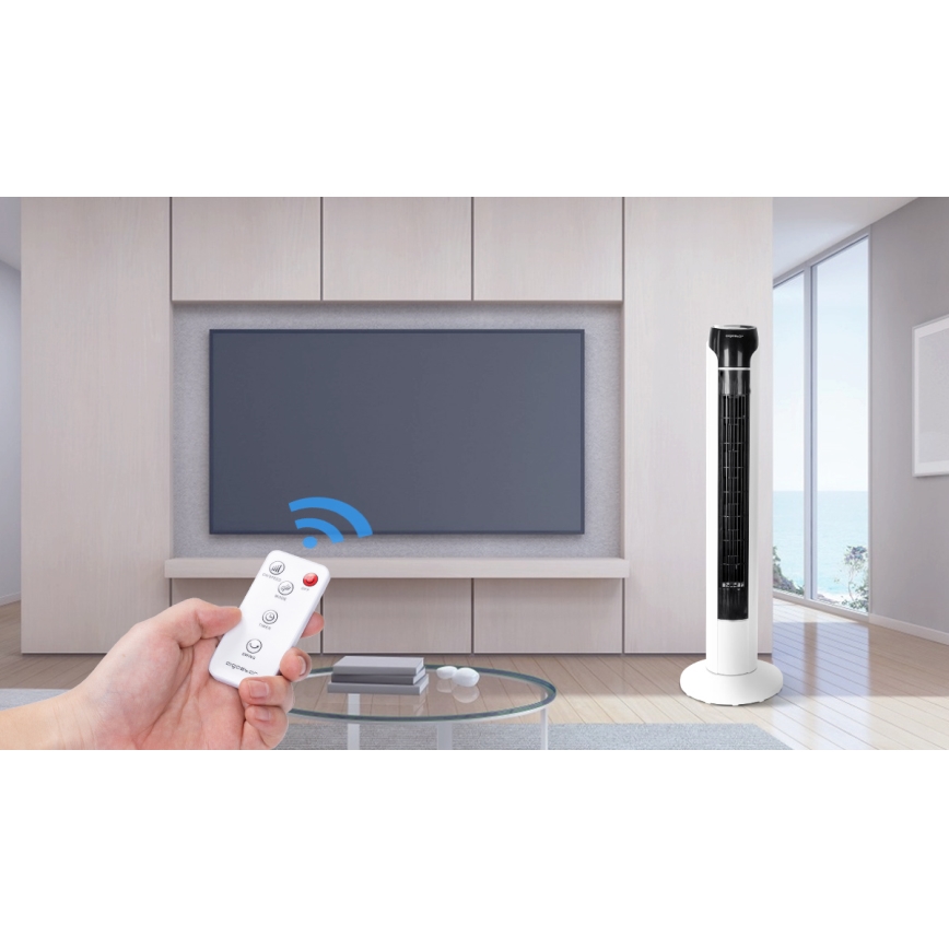 Aigostar - Pylväs tuuletin 50W/230V musta/valkoinen + kaukosäädin