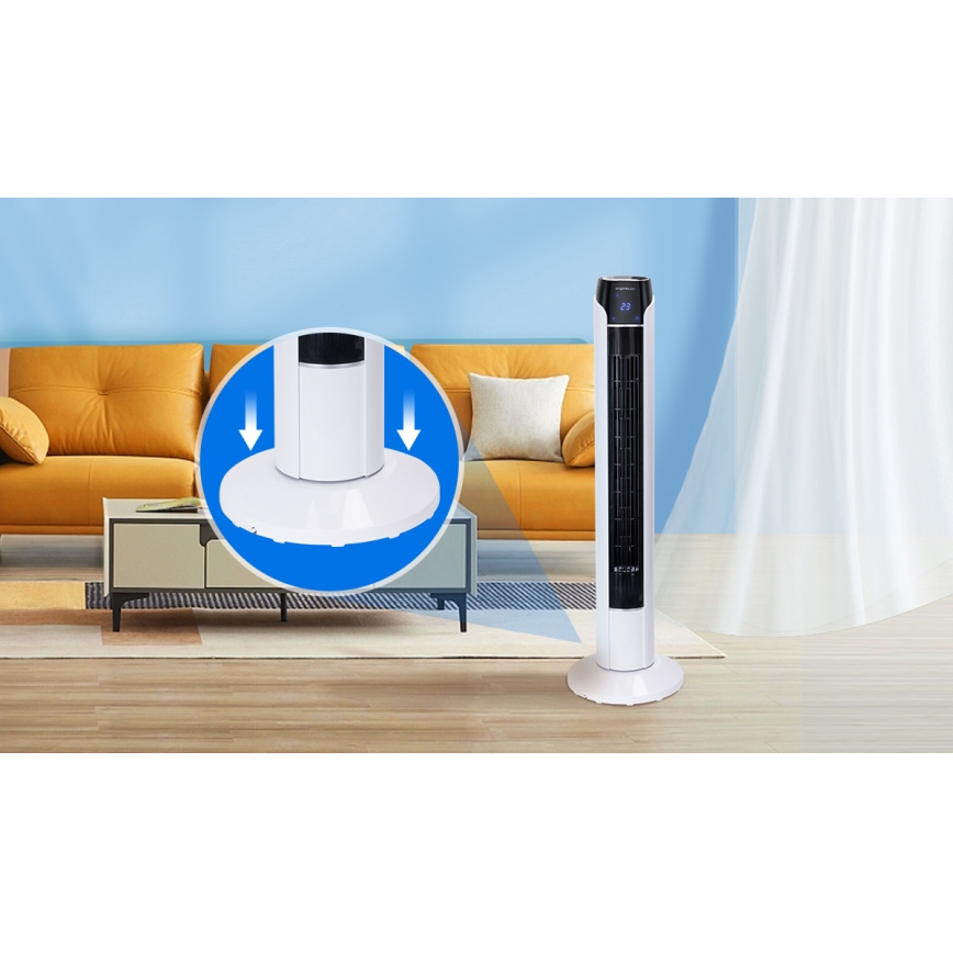 Aigostar - Pylväs tuuletin 50W/230V musta/valkoinen + kaukosäädin