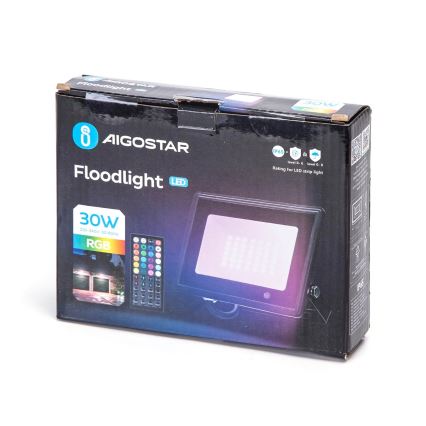 Aigostar - LED RGBW himmennettävä valonheitin LED/30W/230V IP65 + kaukosäädin