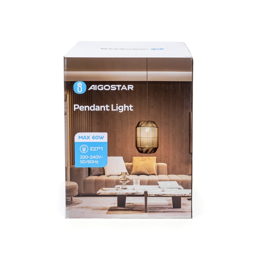 Aigostar - Riippuvalaisin johdolla 1xE27/60W/230V musta, halkaisija 23 cm