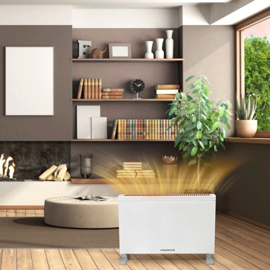 Aigostar - Sähköpatteri/konvektori LCD-näytöllä ECO/1250/2000W/230V + kaukosäädin