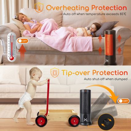 Aigostar - Sähkölämmitin 1500W/230V + kaukosäädin