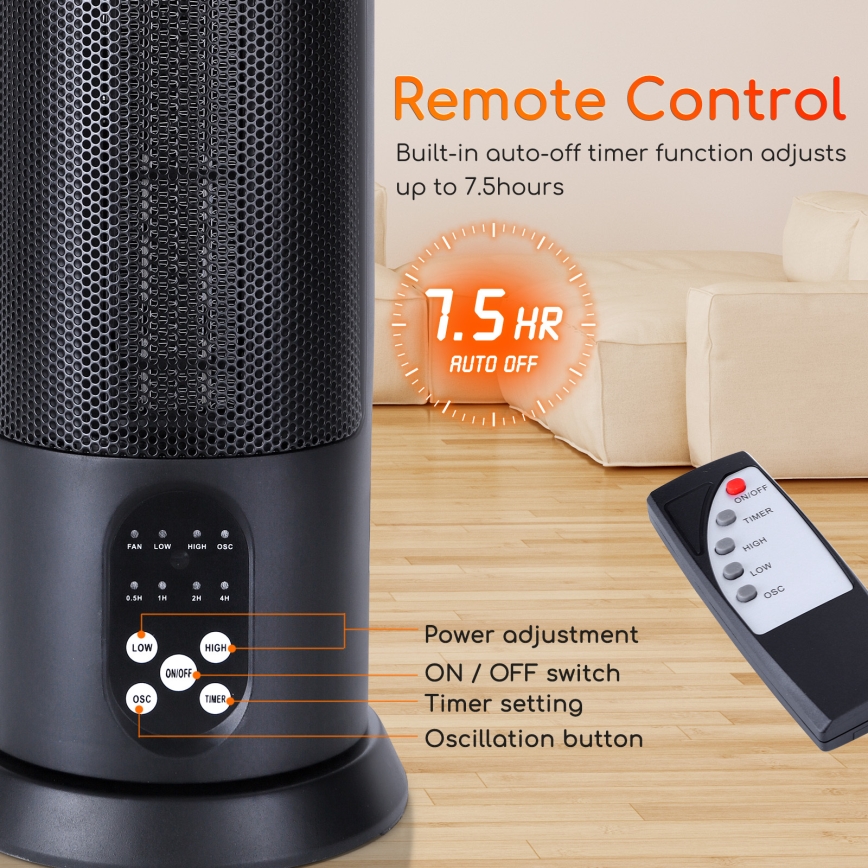 Aigostar - Sähkölämmitin 1500W/230V + kaukosäädin