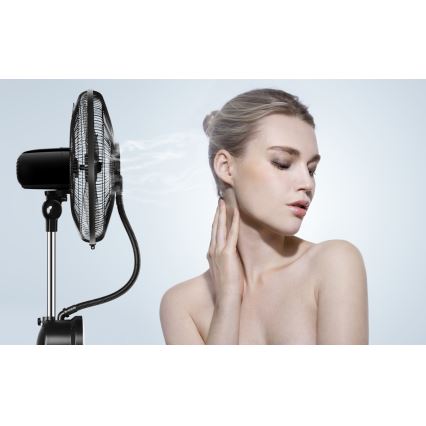 Aigostar - Lattiatuuletin sumutehosteella 95W/230V musta/harmaa + kaukosäädin