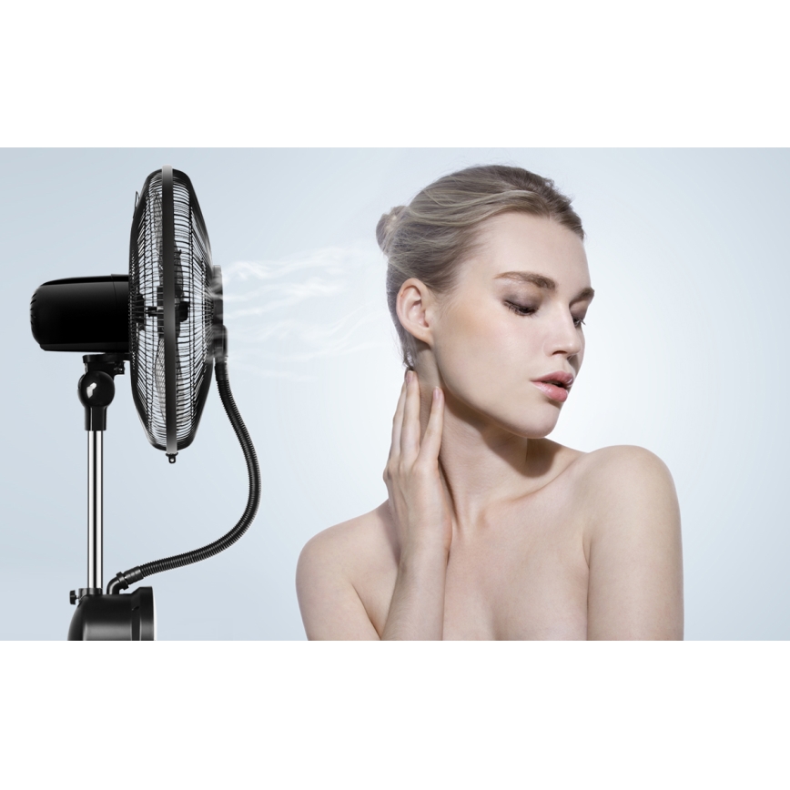 Aigostar - Lattiatuuletin sumutehosteella 95W/230V musta/harmaa + kaukosäädin