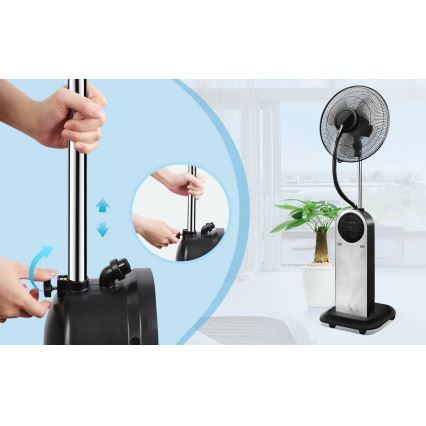 Aigostar - Lattiatuuletin sumutehosteella 95W/230V musta/harmaa + kaukosäädin