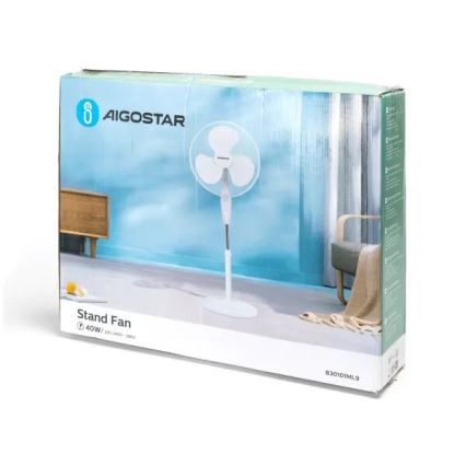 Aigostar - Seisova tuuletin 40W/230V valkoinen