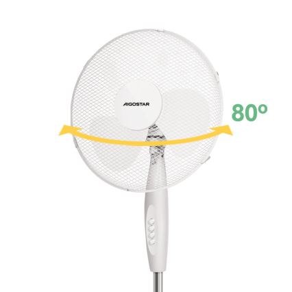 Aigostar - Lattiatuuletin 45W/230V 125 cm valkoinen