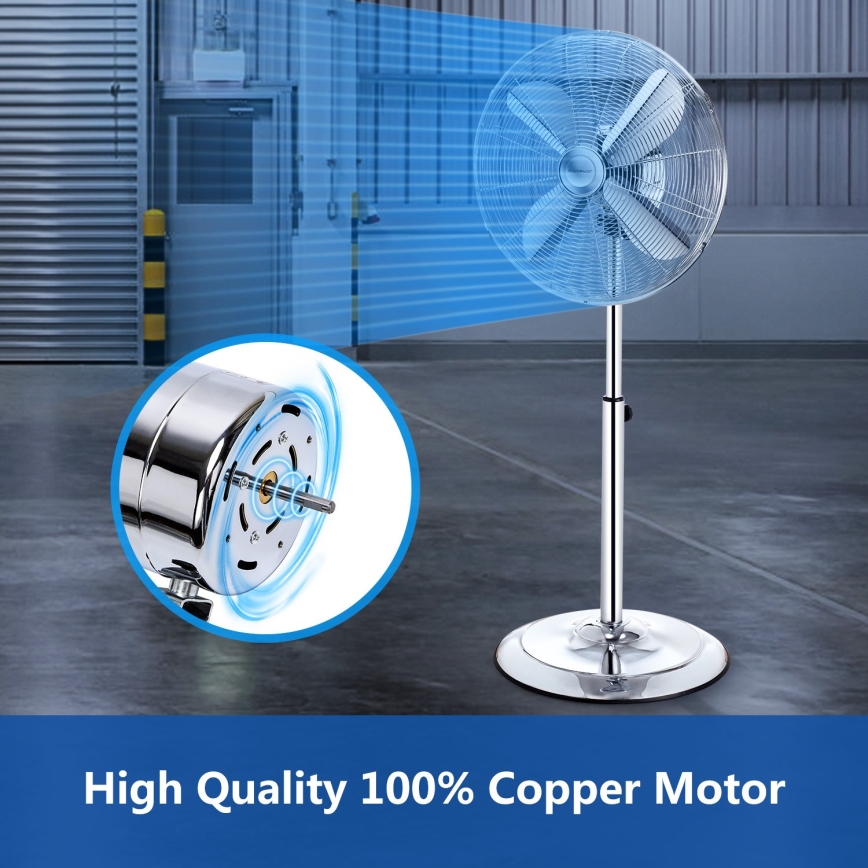 Aigostar - Lattiatuuletin 50W/230V 44,8 cm kiiltävä kromi