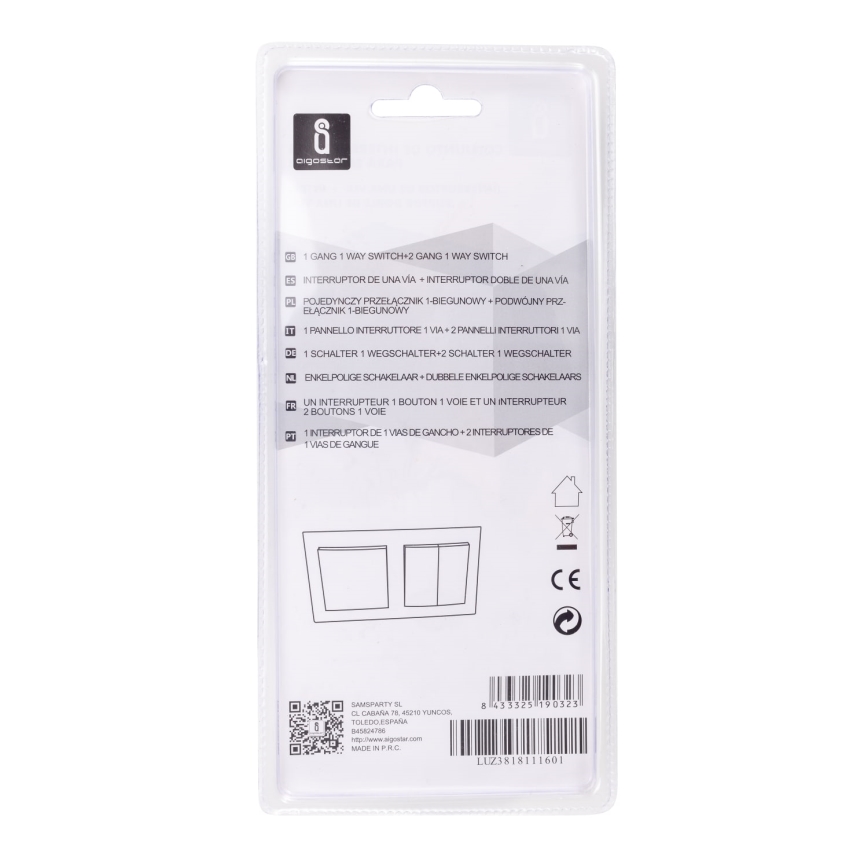 Aigostar - SET 2x Home-kytkin kehyksellä