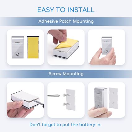 Aigostar - SETTI 2x Langaton ovikello 3xAA/12V IP44 hopea