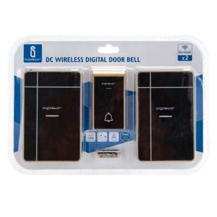 Aigostar - SETTI 2x Langaton ovikello 3xAA/12V IP44 musta