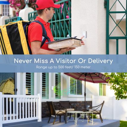 Aigostar - SETTI 2x Langaton ovikello 3xAA/12V IP44 valkoinen