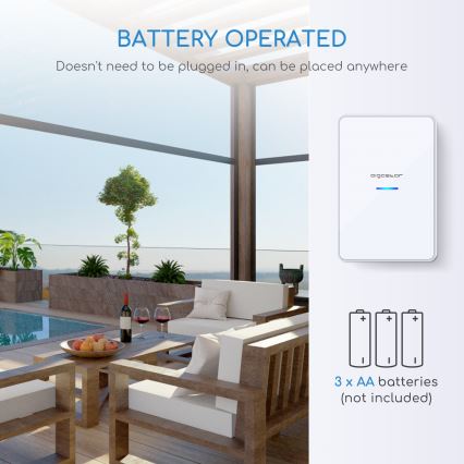 Aigostar - SETTI 2x Langaton ovikello 3xAA/12V IP44 valkoinen