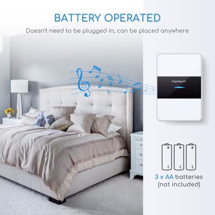 Aigostar - SETTI 2x Langaton ovikello 3xAA/12V IP44 valkoinen/musta