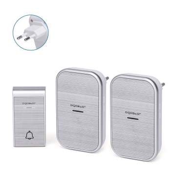 Aigostar - SETTI 2x Langaton pistokeovikello 230V/12V IP44 hopea