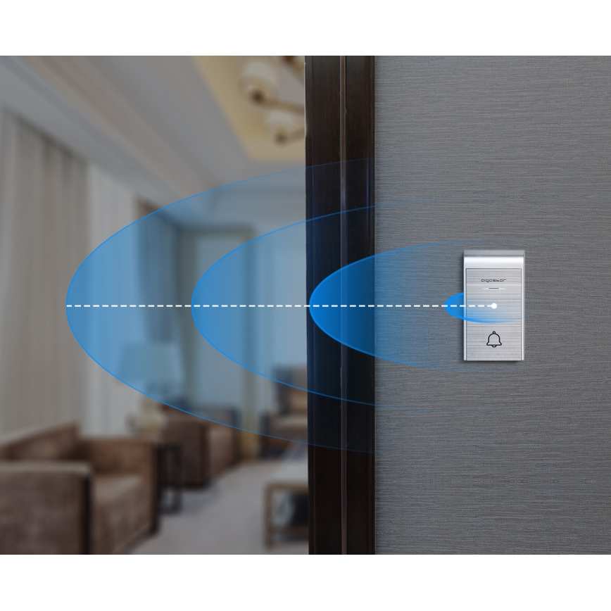 Aigostar - SETTI 2x Langaton pistokeovikello 230V/12V IP44 hopea