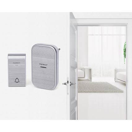 Aigostar - SETTI 2x Langaton pistokeovikello 230V/12V IP44 hopea