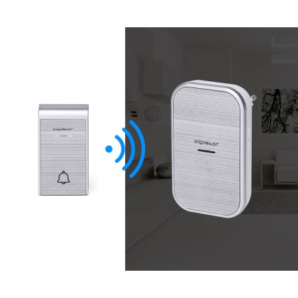 Aigostar - SETTI 2x Langaton pistokeovikello 230V/12V IP44 hopea