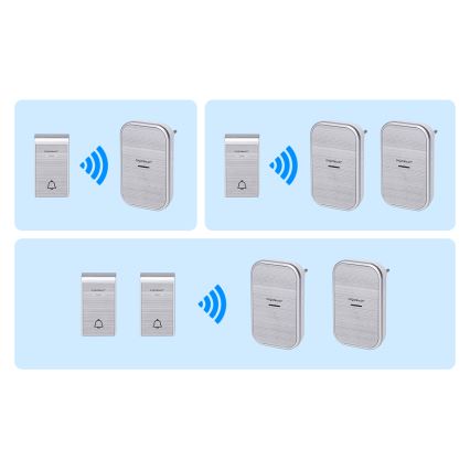 Aigostar - SETTI 2x Langaton pistokeovikello 230V/12V IP44 hopea