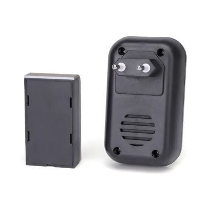 Aigostar - SETTI 2x Langaton pistokeovikello 230V/12V IP44 musta/kupari