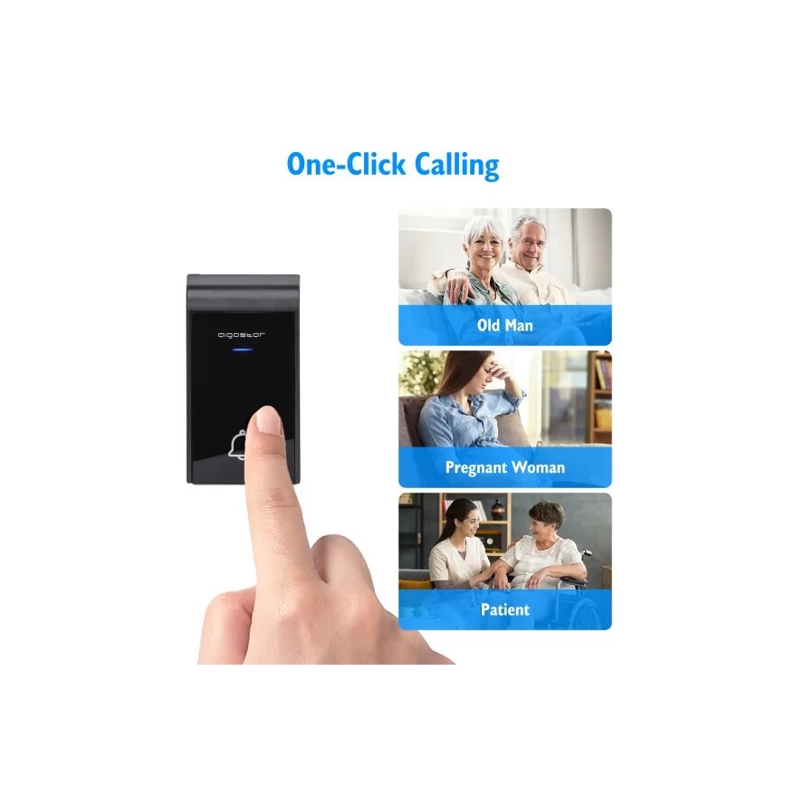 Aigostar - SETTI 2x Langaton pistokeovikello 230V/12V IP44 valkoinen/musta