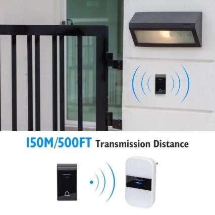 Aigostar - SETTI 2x Langaton pistokeovikello 230V/12V IP44 valkoinen/musta