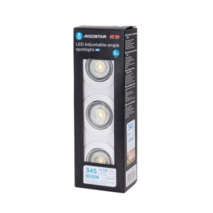 Aigostar - Setti 3 kpl LED-uppoasennettava alasvalo 1xGU10/4,5W/230V 6500K valkoinen