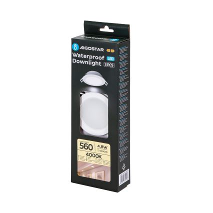 Aigostar - SETTI 3x LED upotettava ulkovalo LED/4,8W/230V 4000K IP65 valkoinen