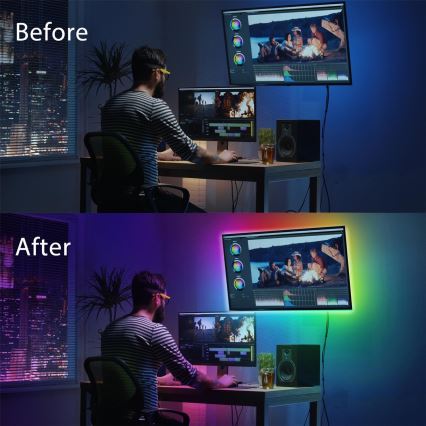 Aigostar - SETTI 4x LED RGB Himmennettävä nauha 0,5m LED/2,5W/5V IP65 + kaukosäädin