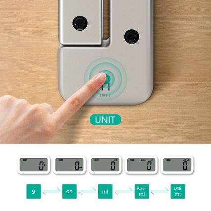 Aigostar - Taitettava keittiövaaka 5 kg mattakromi