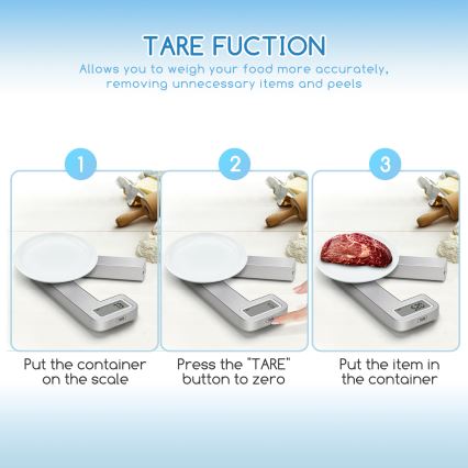 Aigostar - Taitettava keittiövaaka 5 kg mattakromi