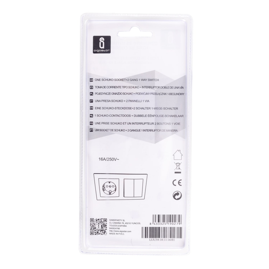 Aigostar - Talokatkaisin pistorasialla 1x16A/250V